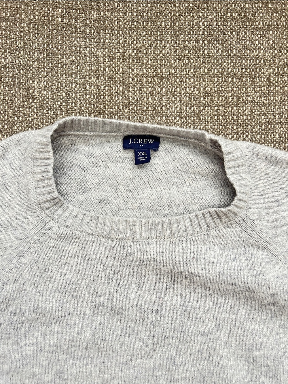 J. Crew Men's Heather Light Gray Crewneck Sweater